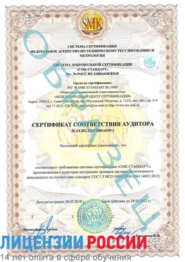 Образец сертификата соответствия аудитора №ST.RU.EXP.00014299-1 Сочи Сертификат ISO 14001